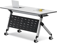 Conference Room, Foldable Flip Top Training Seminar Table with Silent Wheels, Modern Mobile Meeting 