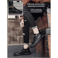 【Easy Zip-On/Off】Mid-Top Casual Leather Shoes For Men/Women Zip-Up Ankle Boots/Office