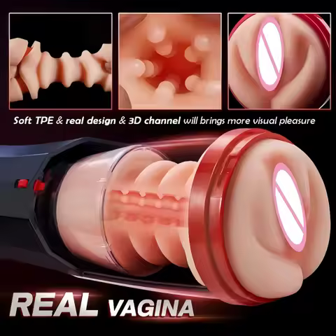Fully Automatic Telescopic Male Masturbation Pocket Cat Vaginal Vibrator Airplane Cup TEP Silicone V