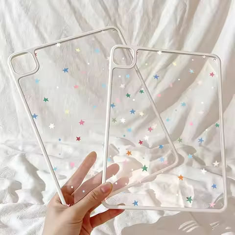 Ins Full Screen Colorful Stars Y2K Clear Cover For iPad Pro 13 11th M5 M4 12.9 A16 10 8 7 9th 10th A