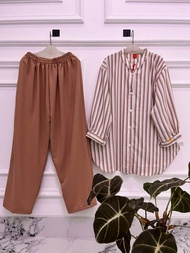 COD Setelan Combinasi WANITA Terlaris JUMBOO MOTIF SALUR / Sett cell Rayon twill / setelan baju ke