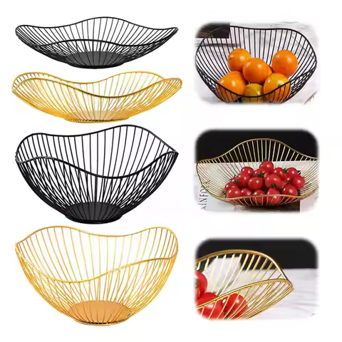 Iron Fruit Basket Fruit Container Bowl Home Creative Drain Display Basket Table Bread Snacks Tray St