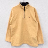古著TOMMY HILFIGER Hilfiger 黃色抓絨外套/披肩，L 碼