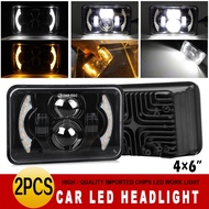 4x6inch Square Led Headlights With Daytime Running Lights High Low Beam Replacement For Ford Trucks 