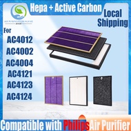 🔥Original and Authentic🔥 Replacement Compatible with philips AC4012 AC4002 AC4004 AC4121 AC4123 AC4124 Filter Air Purifier Accessories HEPA&amp;Active Carbon Nano Protect filter