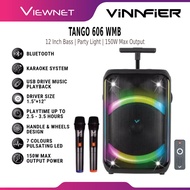 VINNFIER TANGO 606 WMB 12'' BASS BLUETOOTH KARAOKE SPEAKER PARTY LIGHTS | AUX IN | USB | MICRO SD CA