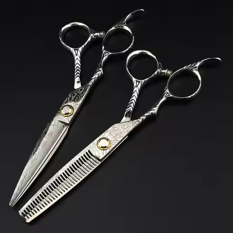 Professional 6 '' Left handed scissor Damascus Bearing hair scissors haircut thinning barber cutting