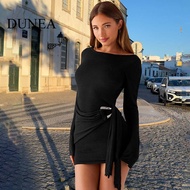 DUNEA DUNEA Sexy Backless Long-sleeved Streamer Mini Dress