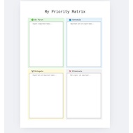 Eisenhower Matrix Planner A4 Size 30 Sheets 80gsm Tear-Away Pad