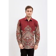 Alisan Kemeja Lengan Panjang Batik Kombinasi 00252 Merah Slimfit