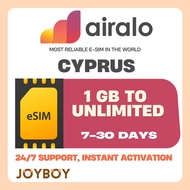 🇸🇬[SG SELLER]🇸🇬 Airalo eSIM – Cyprus Data | 100% Digital SIM | No Roaming Charges | QR Code Delivery