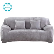 Hick Sofa Covers 3 Seater Pure Color Sofa Protector Velvet Easy Fit Elastic Fabric Stretch Couch Slipcover (Silver Grey, 3 Seater 195-230cm)