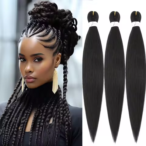 Pre Stretched Braiding hair Soft Yaki Synthetic Crochet Hair Jumbo Easy Braids Extension EZ Hair Bun