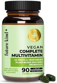 Future Kind Vegan Multivitamins Complete (90tabs in Recycled Bottle) - 42-in-1 Vegan Multivitamins f