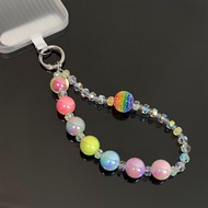 Rainbow translucent bead bracelet‑style phone case, compatible with all models. New, trendy, Instagr