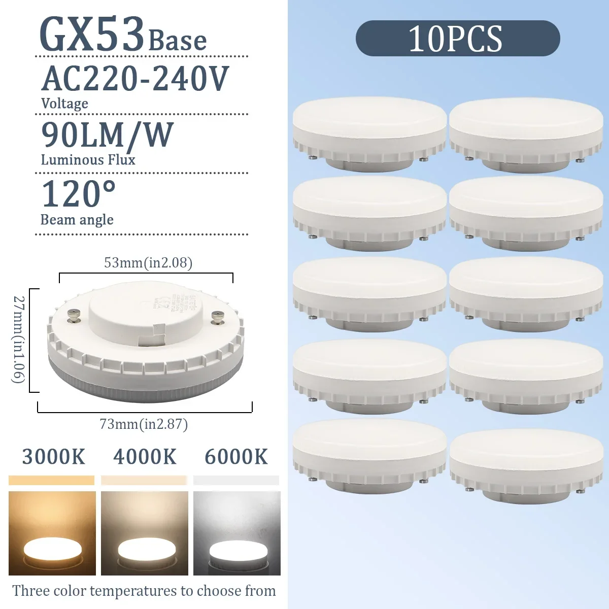 1-20pcs GX53 LED Bulb 5W-15W 220V Frosted Puck Warm Light 3000K Reflector 60W Equivalent Retrofit GX