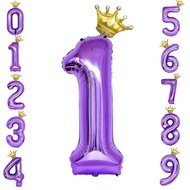 2 Cái/gói 40IN Tím Kỹ Thuật Số Thái 0-9 Nhôm Bóng Bay Sinh Nhật Kỷ Niệm Ngày Cưới Trang Trí Tiệc Quà