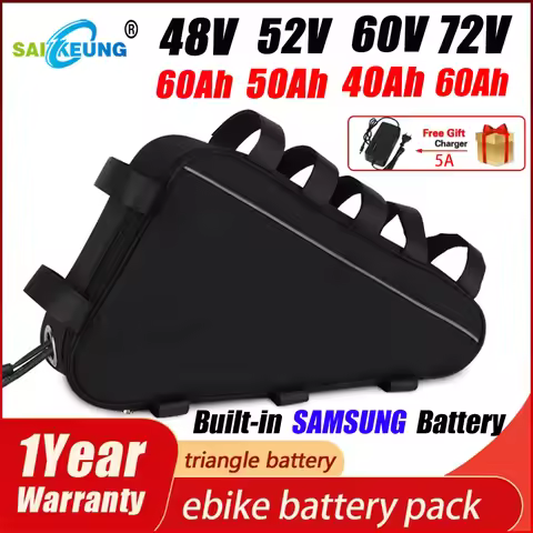 52V 48V 36V 60v 72v Triangle 18650 Cell 20AH 24ah 30AH 35ah 40AH Huge Capacity 3000W 50Ah60ah Ebike 