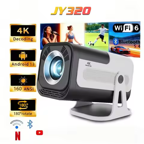 HY320MINI 8K Android 13 Projector Native 720P/1080P 390ANSI Dual Wifi6 BT5.2 1920*720P Cinema portab
