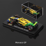 Bburago 1:43 2024โมเดล F1พร้อมหมวกกันน็อคอัลลอยขนาดเล็กแข่งรถฟอมูล่าหล่อขึ้นรูป MCL38รถของเล่น W15 A