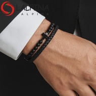 LALPINA Double-Row Braided Bracelet, Black Bible Verse Lava Rock Bead Bracelet, Charm Magnetic Leath