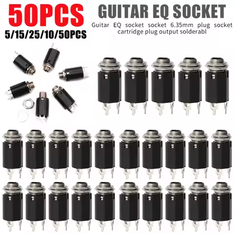 5-50pcs Guitar Stereo Output Plugs for Electric Guitars Bass EQ Jack Socket 6.35mm Jack Pickup Femal