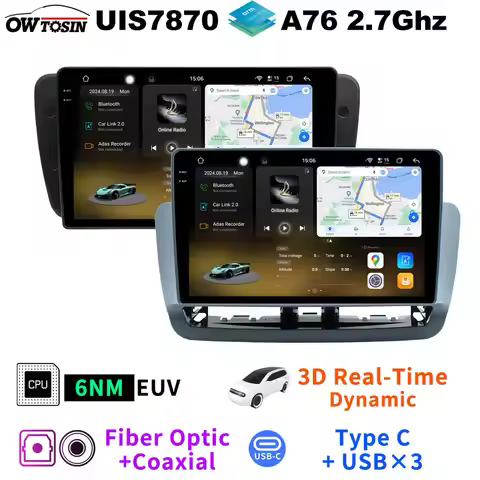 4G WiFi UIS7870 A76 2.7GHz Android 13 Car Multimedia GPS Player For SEAT Ibiza 6L 2002-2008 Bluetoot