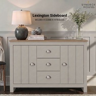 Synergy House Lexington 2 Door 3 Drawer Sideboard Display Cabinet (3.9ft, Light Grey)