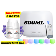 GRATIS 2 BOTOL ESSENTIAL OIL Uap Aroma Terapi Uap Aromatherapy 500ML Kapasitas Besar Air Humidifier 