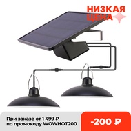LED Solar Pendant Light Outdoor Indoor Solar power Lamp With Line Bulb Shed Light Lighting For Home Garden Yard Double Head Lamp