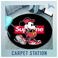 Classic Disney Supreme Mickey Mouse Design Karpet Velvet Bulat Hiasan Bilik Anak Decoration Gaming C