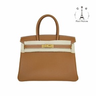 【巴黎站二手名牌專賣店】＊現貨＊HERMES 愛馬仕 真品＊W刻金棕色金釦BIRKIN 30柏金手提包