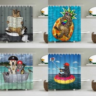 3D cat Pet Bathroom Curtain With Waterproof Loop Anti-Fungal Shower Must Wait (Must Wait Wait)