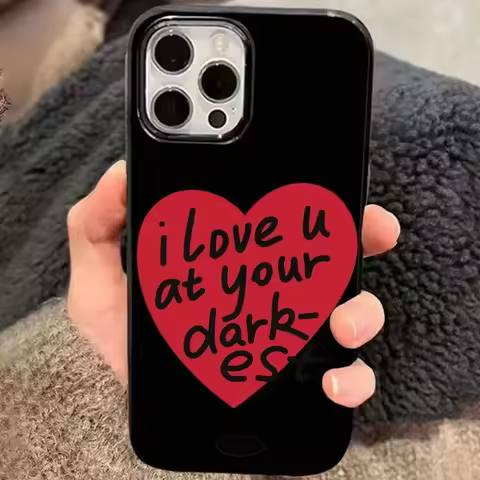 Ins Korean style Red Love English Phone Case For iPhone 16 15 14 13 12 11 Pro XS Max 7 8 Plus MINI Y