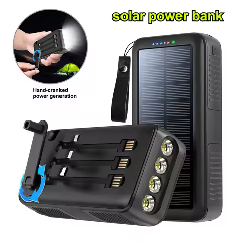 30000mAh Large Capacity Hand Power Generation Solar Mobile Power Supply Bring Your Own Cable for IPh