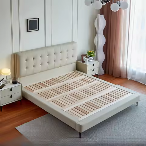 Modern Double Size Bed Frame European Style Under Storage Bedroom Bed Frame Queen King Size Mobili P