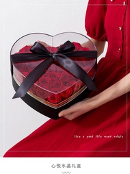 Good Quality Elegant Acrylic Love Shape Box Heart Transparent Lid High Class Classy Gift Box Flower