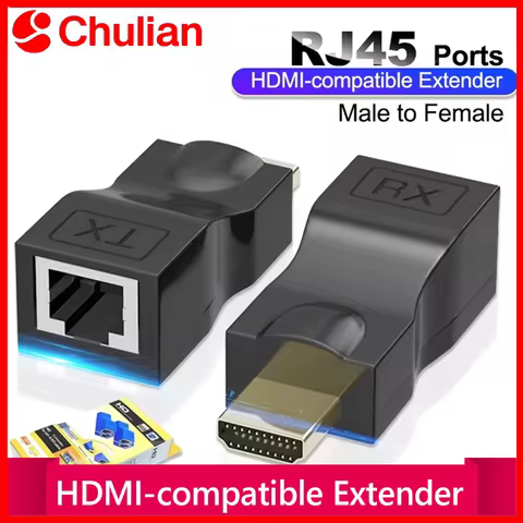 4K HDMI-compatible Extender RJ45 Ports Up to 30m Over CAT6 5E Network Ethernet LAN TX RX Adapter Cab