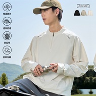 OYAMA Functional Sunscreen Breathable Reflective Printing Half Zipper Standing Design Loose Long T [