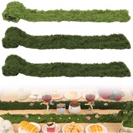 Fake Moss Roll Table Runner, Artificial Moss Sheet 4’’Wx47’’L, Dark Green and Light Green Moss Mat f