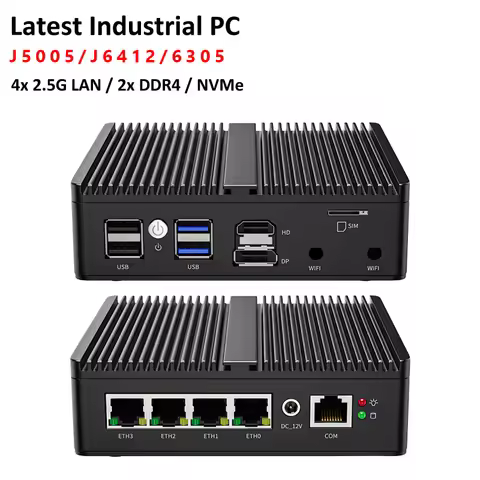 Fanless pfSense Firewall Soft Router J6412 N5105 N100 4x i226-V 2.5G LAN NVMe Barebone Mini PC HDMI2