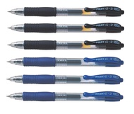 Pilot G2 pens retractable Gel Roller ballpoint 0.7 pt Black & Blue Bundle (Pack of 6)