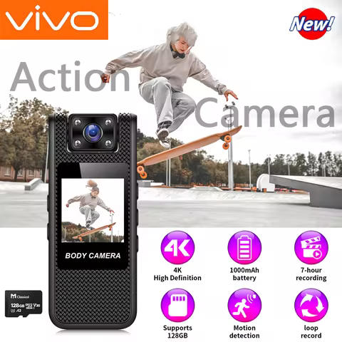 VIVO 8K HD Handheld Pocket Camera 180 ° Rotating Mini Portable Camera Wearable Night Vision Outdoor 