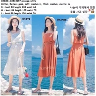Terkini Long Dress Midi Casual Pantai Korea Import Ab534257 Putih