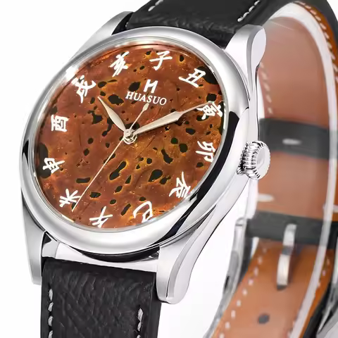 HUASUO 38MM Luxury Handmade Lacquer Dial Men's Watch Sapphire Crystal PT5000 SW200 Automatic Mechani