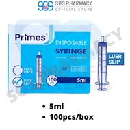Primes Disposable Syringe Luer Slip 5ml (100Pcs x 24 Boxes) 1 Carton
