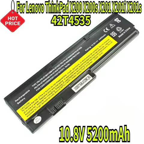 10.8V 5200mAh New 42T4535 Battery For Lenovo ThinkPad X200 X200s X201 X201i X201s 42T4834 43R9254 AS
