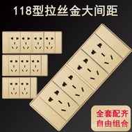 Panel Twelve-Hole Champagne Gold Wall 9 Kitchen118126Hole Socket Six Nine Hole Household Type Switch