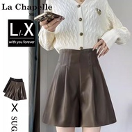 Quần đùi quần da PU nhỏ zhu XIA eo cao Quần Legging Quần Legging rộng chữ A