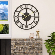 1 Đồng hồ treo tường tròn bằng kim loại lớn không phát ra tiếng tích tắc, trang trí hiện đại cho phò